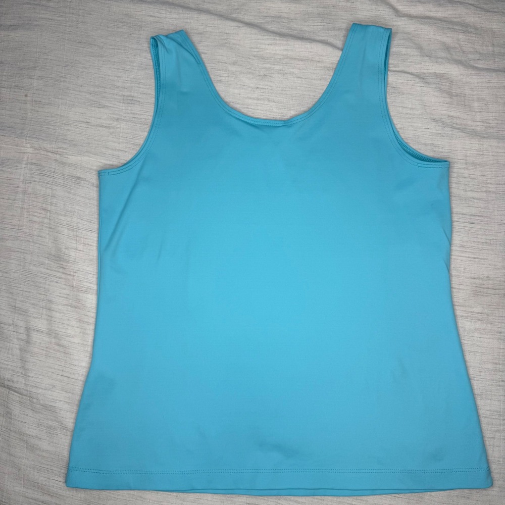 Chico's Women Size 1 (M) Turquoise Blue Tank Top Scoop Neck Stretch 4501759783 - Picture 5 of 10